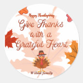 Give Thanks With a Grateful Heart Thanksgiving Ronde Sticker (Voorkant)
