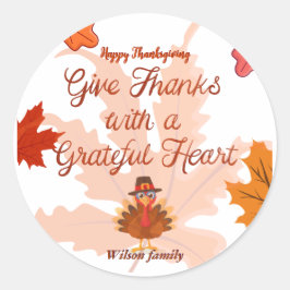 Give Thanks With a Grateful Heart Thanksgiving Ronde Sticker