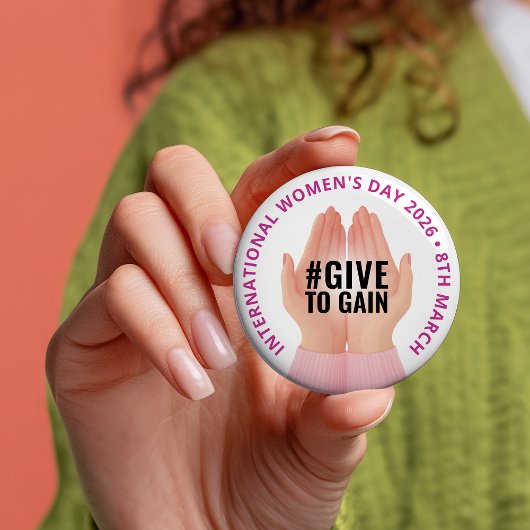 Give to Gain | International Women's Day IWD 2026 Ronde Button 7,6 Cm