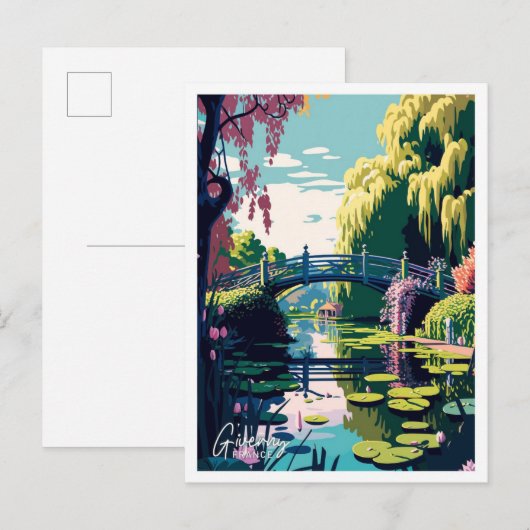 Giverny France Reizen  Illustratie Briefkaart (Voorkant / Achterkant)