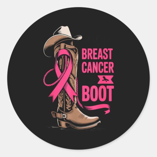 Giving Breast Cancer The Boot Cowboy Design  Ronde Sticker (Voorkant)