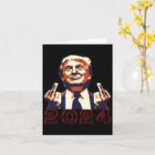 Giving Finger 2024 Flipping Off Design Kaart (Gele Bloem)