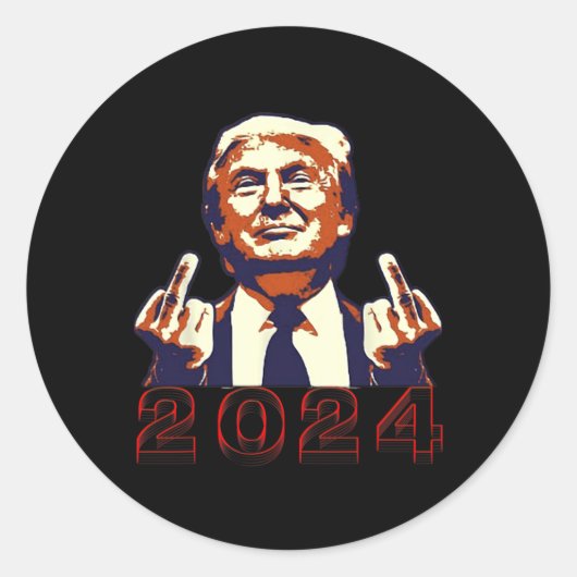 Giving Finger 2024 Flipping Off Design Ronde Sticker (Voorkant)