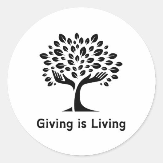 Giving is Levend Ronde Sticker (Voorkant)