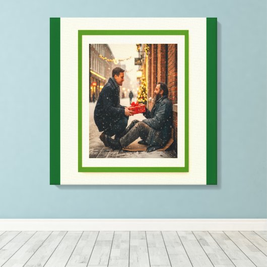 GIVING IS LOVING CHRISTMAS MESSAGE CANVAS AFDRUK (Insitu (Houten vloer))