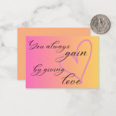 Giving Love inspirerend quote notitiekaart Notitiekaartje (Voorkant / Achterkant in situ)