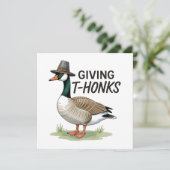 Giving Thonks Thanksgiving Goose Feestdagenkaart (Staand voorkant)