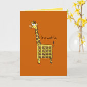 Giwaffle Giraffe Waffle Schattige Wenskaart Kaart (Gele Bloem)