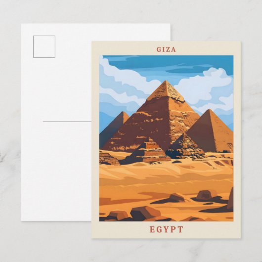 Giza Egypte Elegante Vintage Reizen Briefkaart (Voorkant / Achterkant)