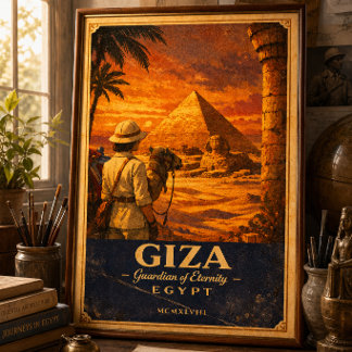 Giza Egypte Oude Reisposter | Piramide & SfinX Poster