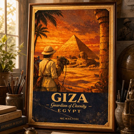 Giza Egypte Oude Reisposter | Piramide & SfinX Poster
