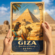 Giza Egypte Oude Reisposter | Piramides & Sfinx