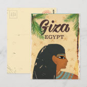 Giza, Egypte vintage reisposter Briefkaart (Voorkant / Achterkant)