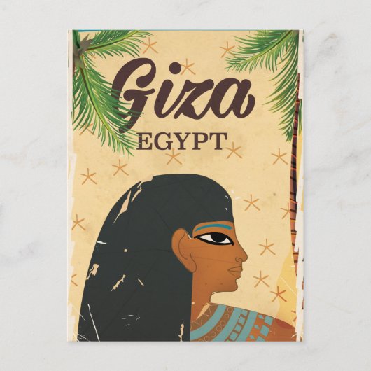Giza, Egypte vintage reisposter Briefkaart (Voorkant)