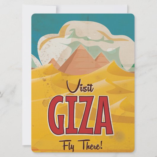 Giza, Egypte Vintage Reisposter Kaart (Voorkant)