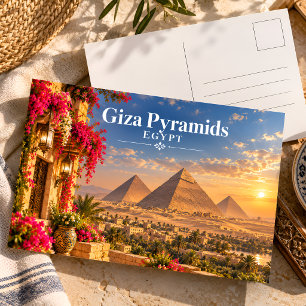 Giza-piramides Egypte Zonsondergang Reisansichtkaa Briefkaart