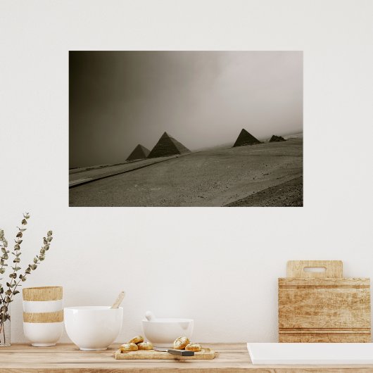 Giza Pyramids Black & White Poster (Keuken)