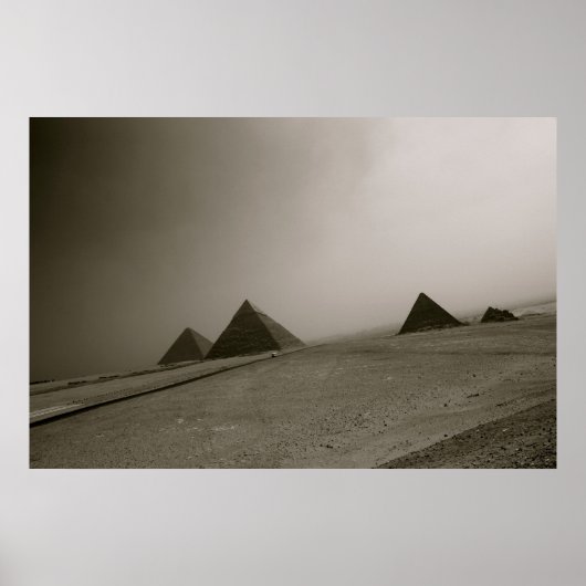 Giza Pyramids Black & White Poster