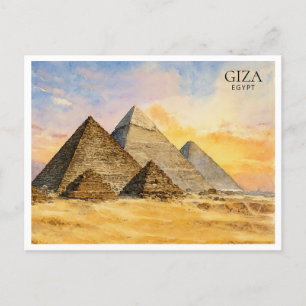 Giza Pyramids Egypt Waterverf Travel Briefkaart