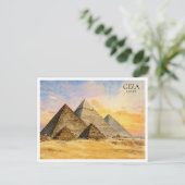 Giza Pyramids Egypt Waterverf Travel Briefkaart (Staand voorkant)
