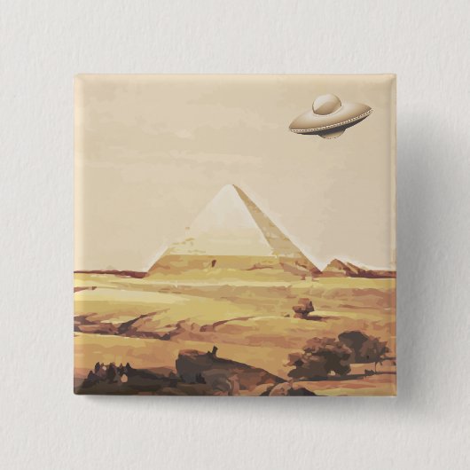 Giza Spaceship Vierkante Button 5,1 Cm (Voorkant)