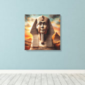 Giza Sphinx Hoofd met Piramides Egypte Reizen Canvas Afdruk (Insitu (Houten vloer))