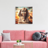 Giza Sphinx Hoofd met Piramides Egypte Reizen Canvas Afdruk (Insitu (Woonkamer))