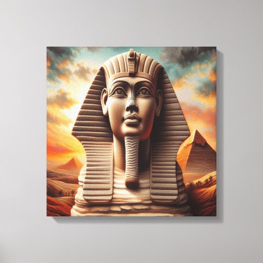 Giza Sphinx Hoofd met Piramides Egypte Reizen Canvas Afdruk (Voorkant)
