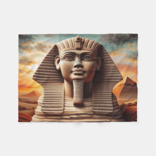 Giza Sphinx Hoofd met Piramides Egypte Reizen Fleece Deken (Voorkant (Horizontaal))