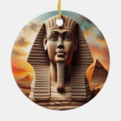 Giza Sphinx Hoofd met Piramides Egypte Reizen Keramisch Ornament (Achterkant)
