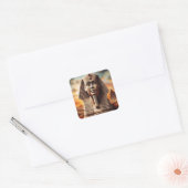 Giza Sphinx Hoofd met Piramides Egypte Reizen Vierkante Sticker (Envelop)
