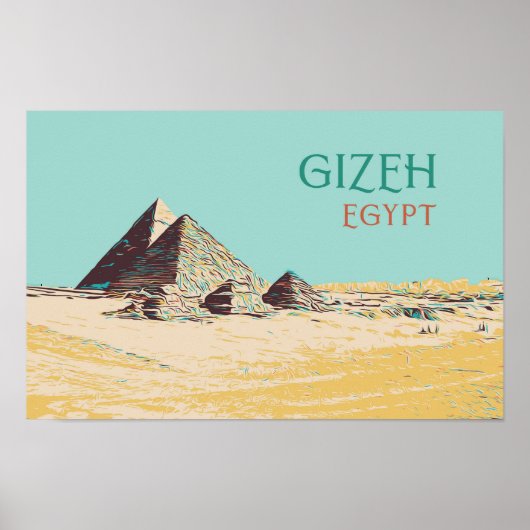 Gizeh, afbeelding van Pyramids Egypte Briefkaart Poster (Voorkant)