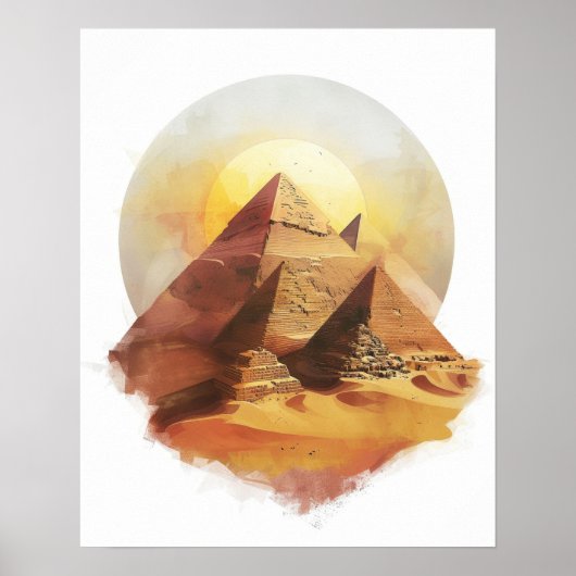 Gizeh Piramides Egypte Woestijn Sun Wall Art Poster (Voorkant)