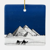 Gizeh piramides zwart-wit keramisch ornament (Achterkant)