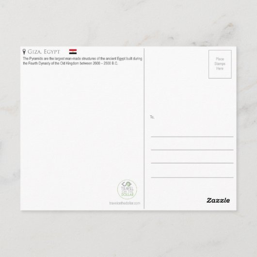 Gizepiramides, Egypte Briefkaart (Achterkant)