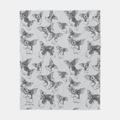 Gizmo | Black & White Pattern Fleece Deken (Voorkant)