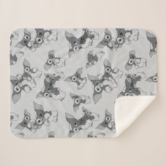 Gizmo Black & White Pattern Sherpa Deken (Voorkant (horizontaal))