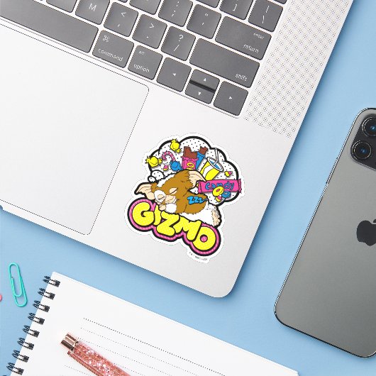 Gizmo | Dromen van zoet Sticker (Laptop met iPhone)
