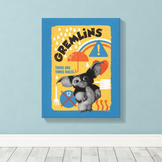 Gizmo | Er zijn drie regels Canvas Afdruk (Insitu (Houten vloer))