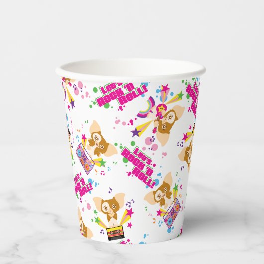 Gizmo | Laten we Rock'n Roll Pattern Papieren Bekers (Voorkant)