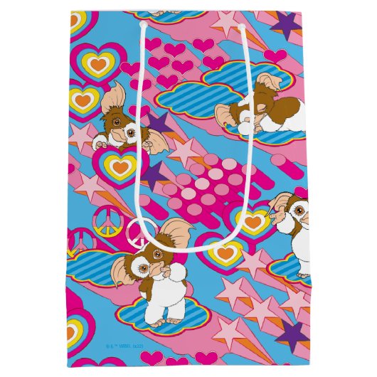 Gizmo | Pink Peace & Love Pattern Medium Cadeauzakje (Achterkant)