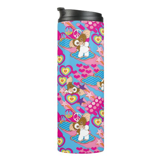 Gizmo | Pink Peace & Love Pattern Thermosbeker (Geroteerd rechts)