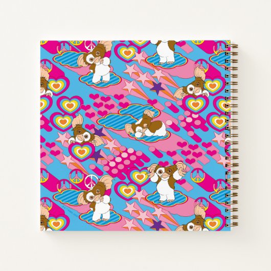 Gizmo | Roze vredes- en liefdespatroon Notitieboek (Achterkant)