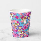 Gizmo | Roze vredes- en liefdespatroon Papieren Bekers (Achterkant)