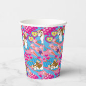 Gizmo | Roze vredes- en liefdespatroon Papieren Bekers (Rechts)