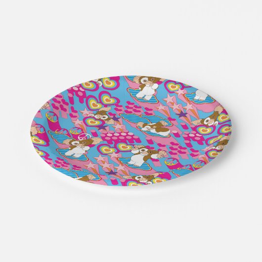 Gizmo | Roze vredes- en liefdespatroon Papieren Bordje (Gekanteld)