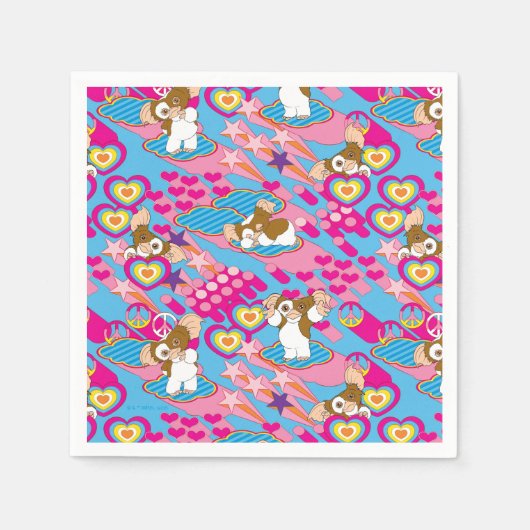 Gizmo | Roze vredes- en liefdespatroon Servet (Voorkant)
