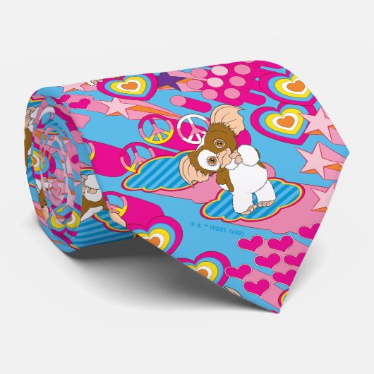 Gizmo | Roze vredes- en liefdespatroon Stropdas (Opgerold)