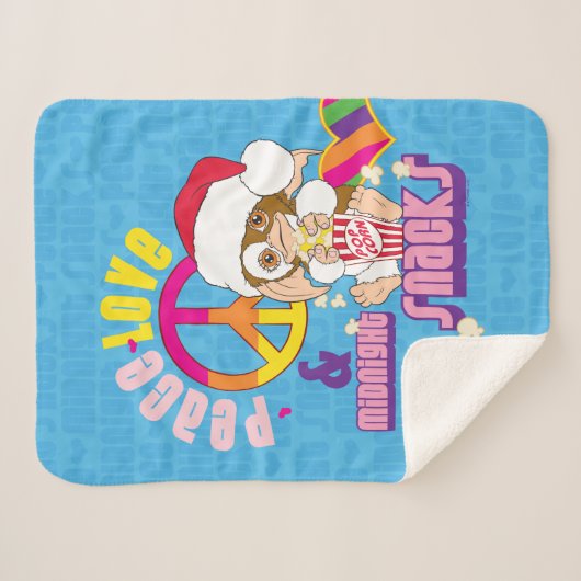 Gizmo | Vredesliefde en nachtelijke snacks Sherpa Deken (Voorkant (horizontaal))