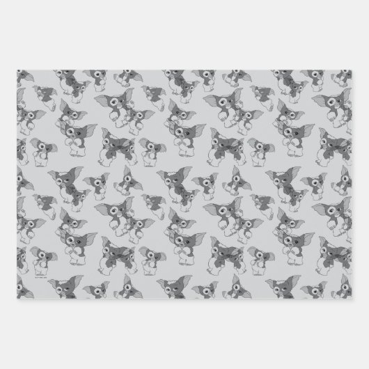 Gizmo | Zwart-wit patroon Inpakpapier Vel (Voorkant 2)